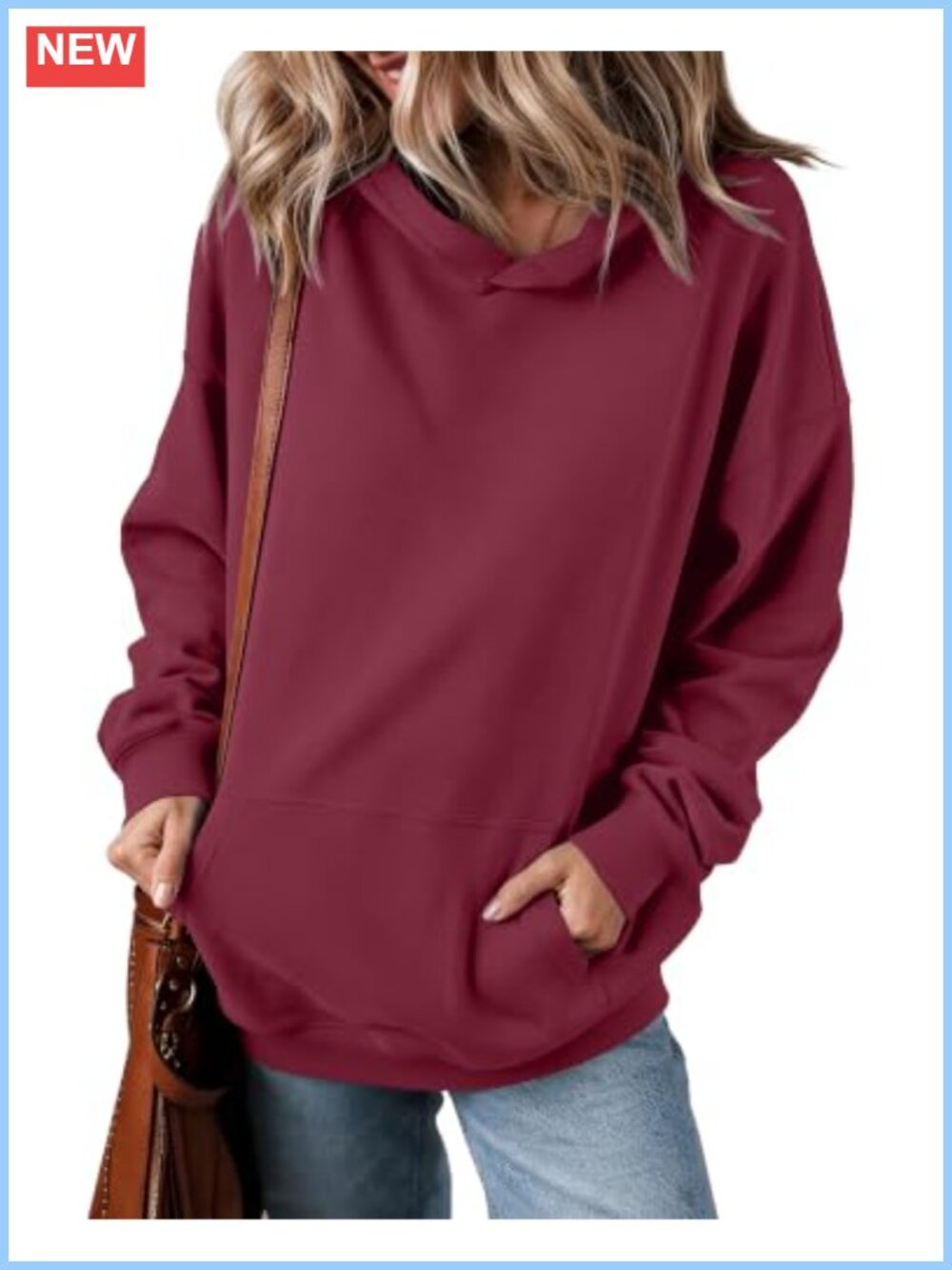 Oversized Hoodie Women Soft Stretch Pullover Kangaroo Pocket